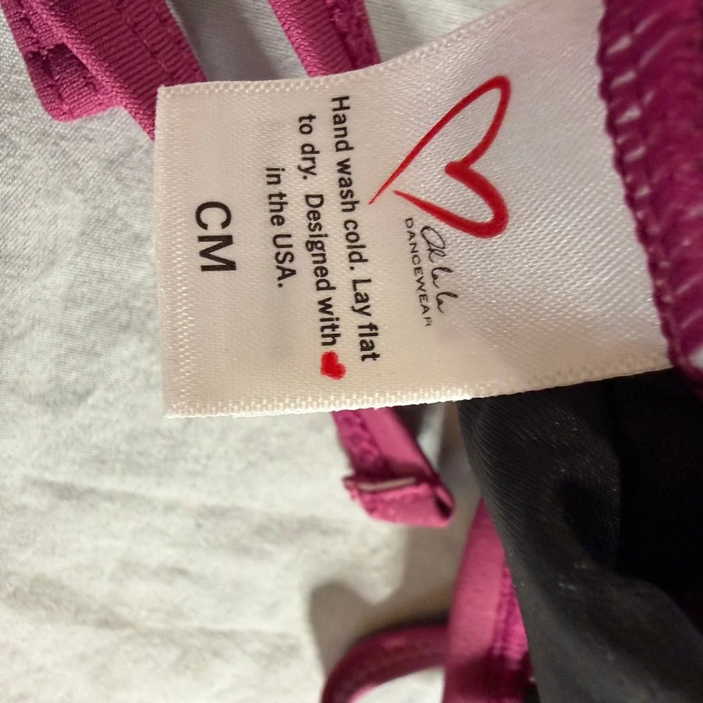 Oh La La Dancewear Kids Berry Pink Mesh Strappy Tie Back Leotard CM NWT